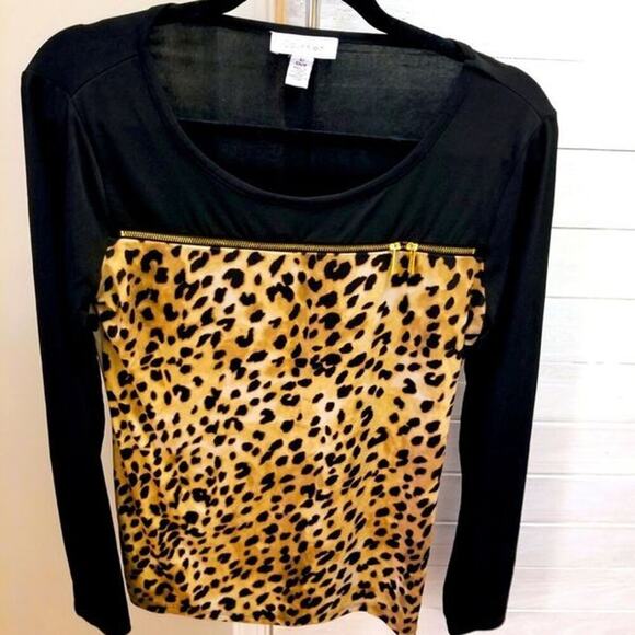 Calvin Klein Tops - Calvin Klein long sleeve cheetah and black shirt size small